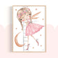 Pip+Phee Pink Princess Moon Ladder Art Print