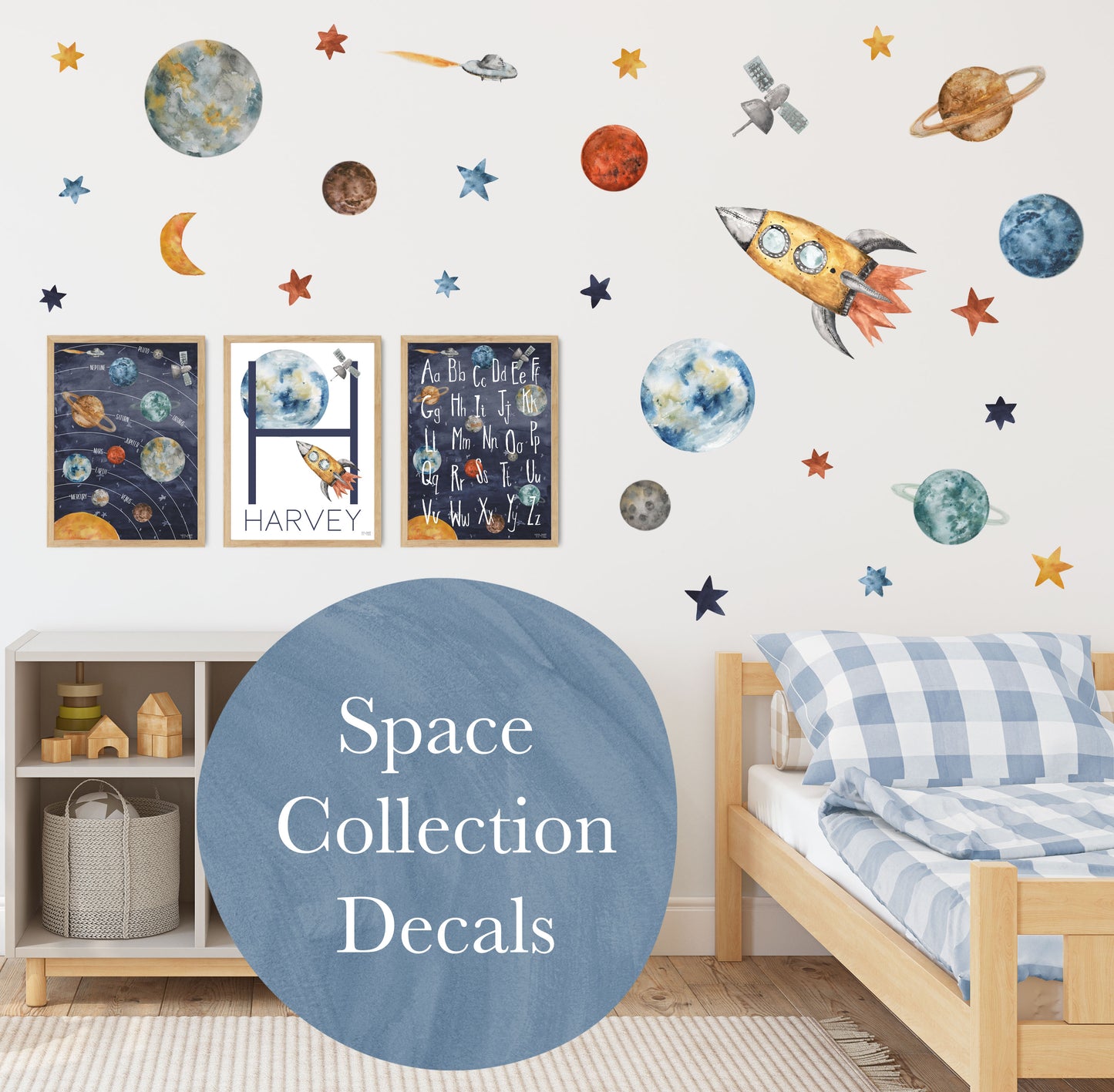 Pip+Phee Space Fabric Wall Decals - Rocket, Stars, Planets, Galaxy