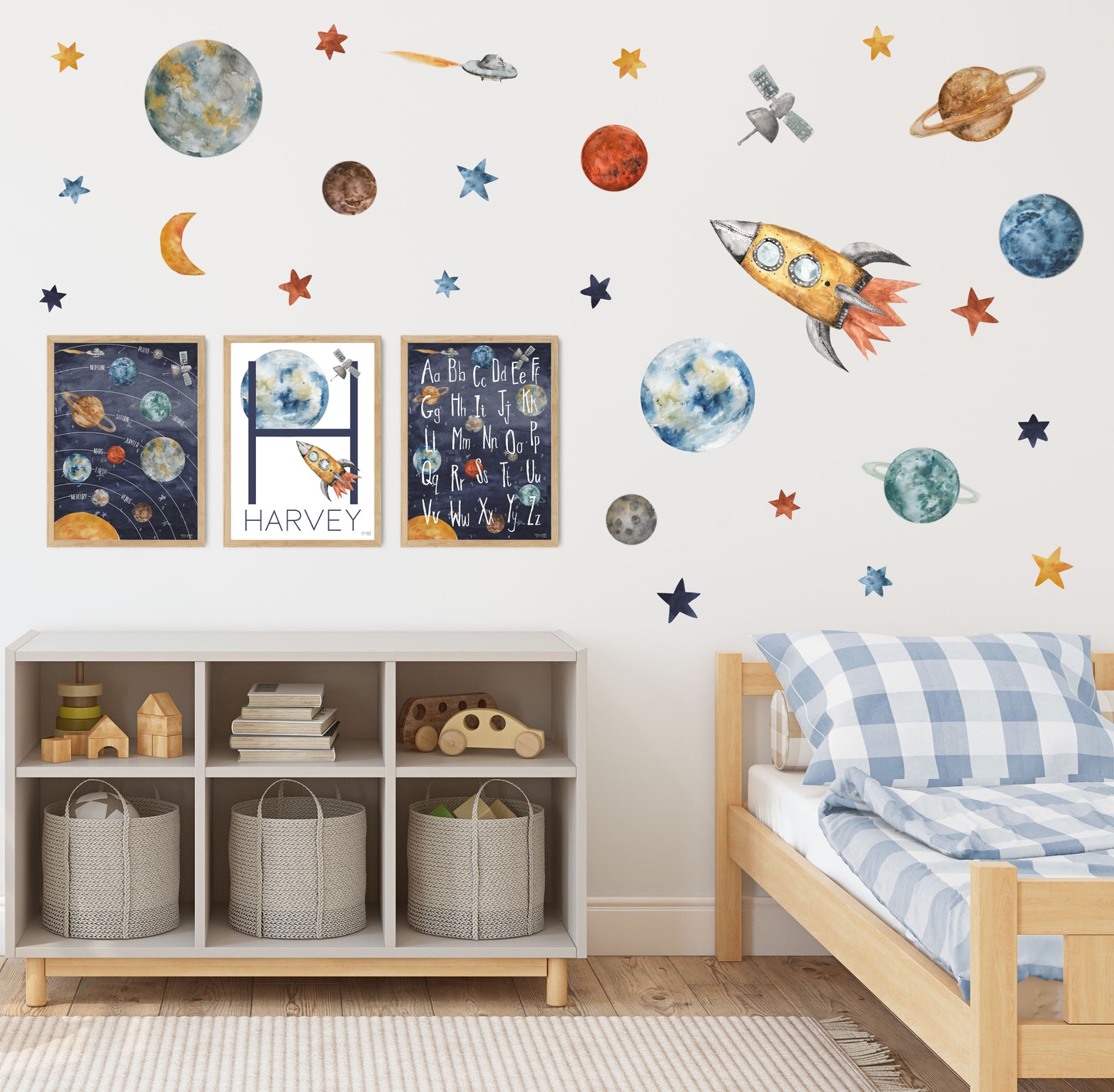 Pip+Phee Space Fabric Wall Decals - Rocket, Stars, Planets, Galaxy