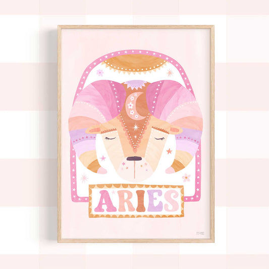 Pip+Phee Horoscope Zodiac Art Print - Aries - Pastel