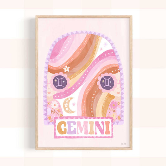 Pip+Phee Horoscope Zodiac Art Print - Gemini - Pastel