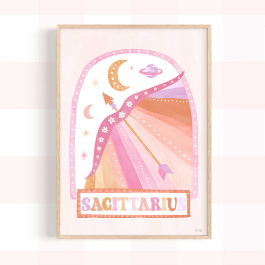 Pip+Phee Horoscope Zodiac Art Print - Sagittarius - Pastel