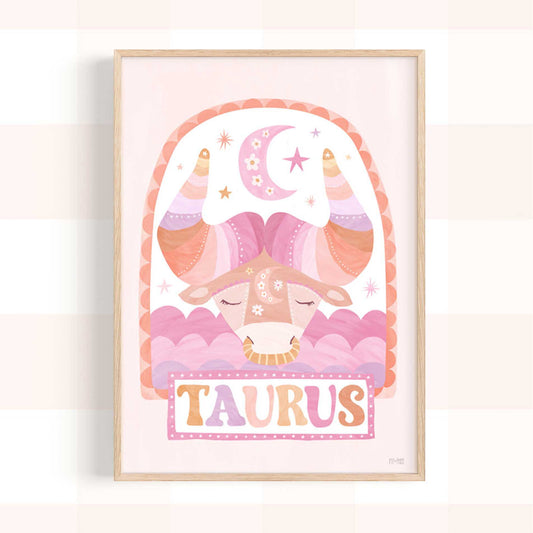 Pip+Phee Horoscope Zodiac Art Print - Taurus - Pastel
