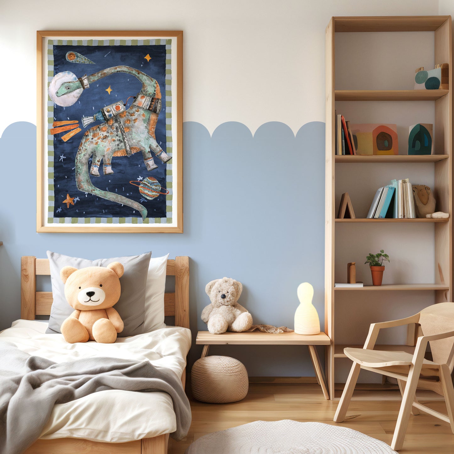 Pip+Phee Galactic Space Dinosaur Brontosaurus Print