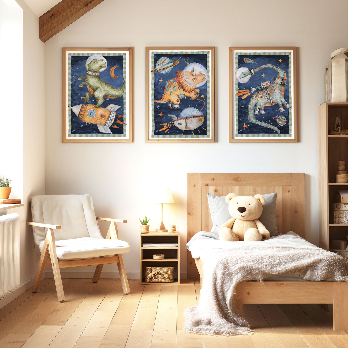 Pip+Phee Galactic Space Dinosaur Triceratops Print