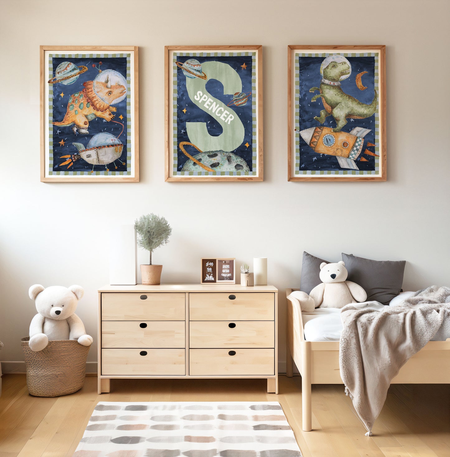 Pip+Phee Galactic Space Dinosaur Triceratops Print