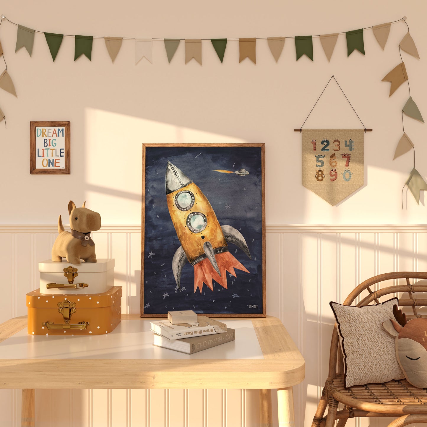Pip+Phee Space Rocket Art Print