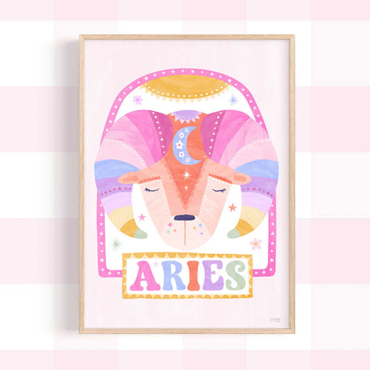 Pip+Phee Horoscope Zodiac Art Print - Aries - Bright