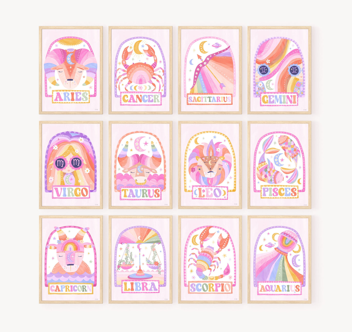Pip+Phee Horoscope Zodiac Art Print - Sagittarius - Bright