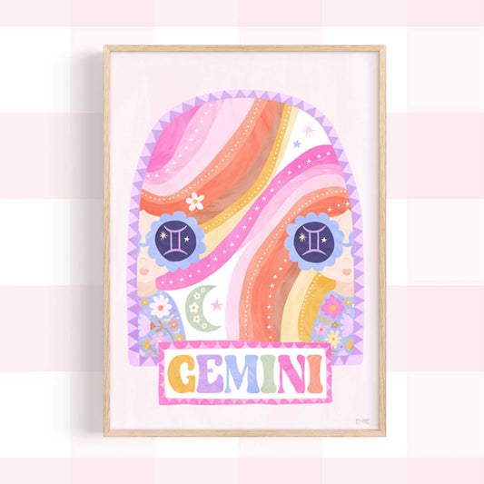 Pip+Phee Horoscope Zodiac Art Print - Gemini - Bright