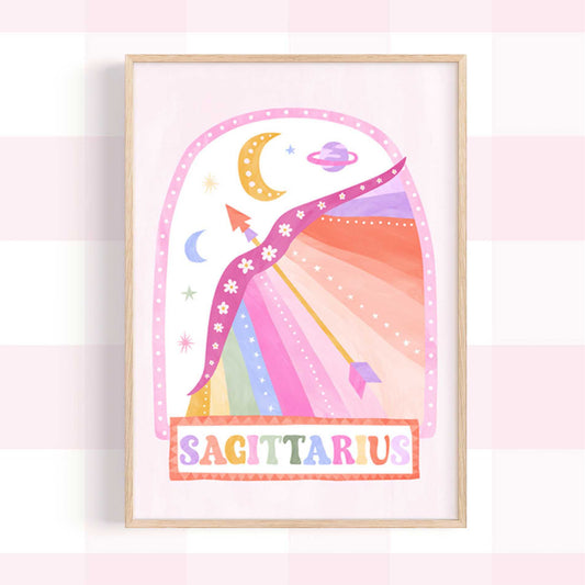 Pip+Phee Horoscope Zodiac Art Print - Sagittarius - Bright