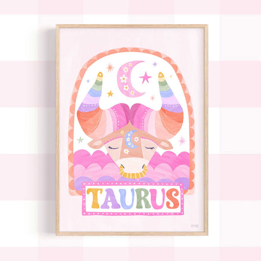 Pip+Phee Horoscope Zodiac Art Print - Taurus - Bright
