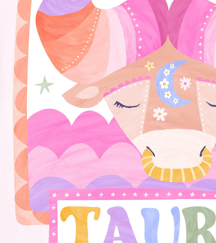 Pip+Phee Horoscope Zodiac Art Print - Taurus - Bright
