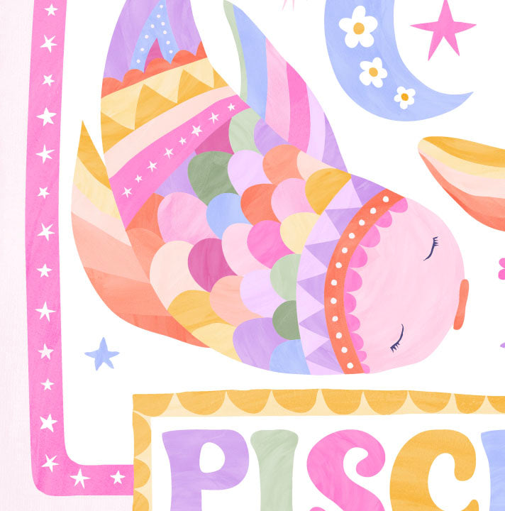 Pip+Phee Horoscope Zodiac Art Print - Pisces - Bright