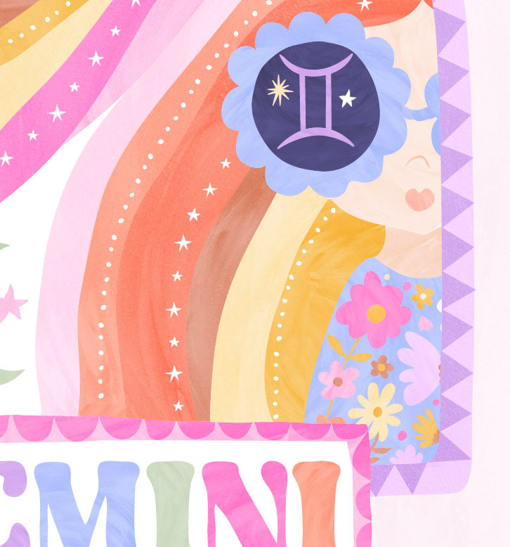 Pip+Phee Horoscope Zodiac Art Print - Gemini - Bright