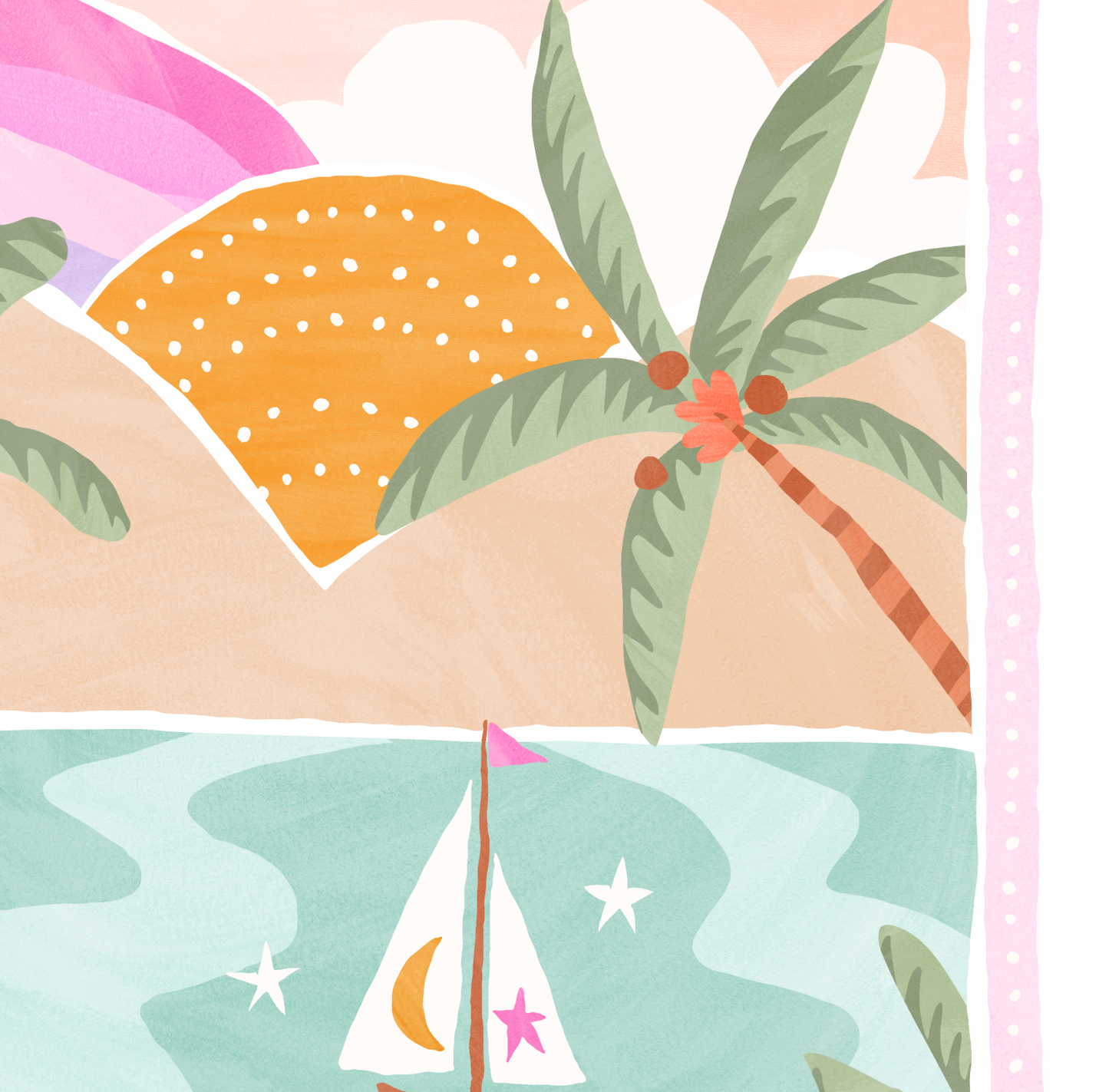 Pip+Phee Coastal Dreamer Sunset Sails Beach Art Print - Bright