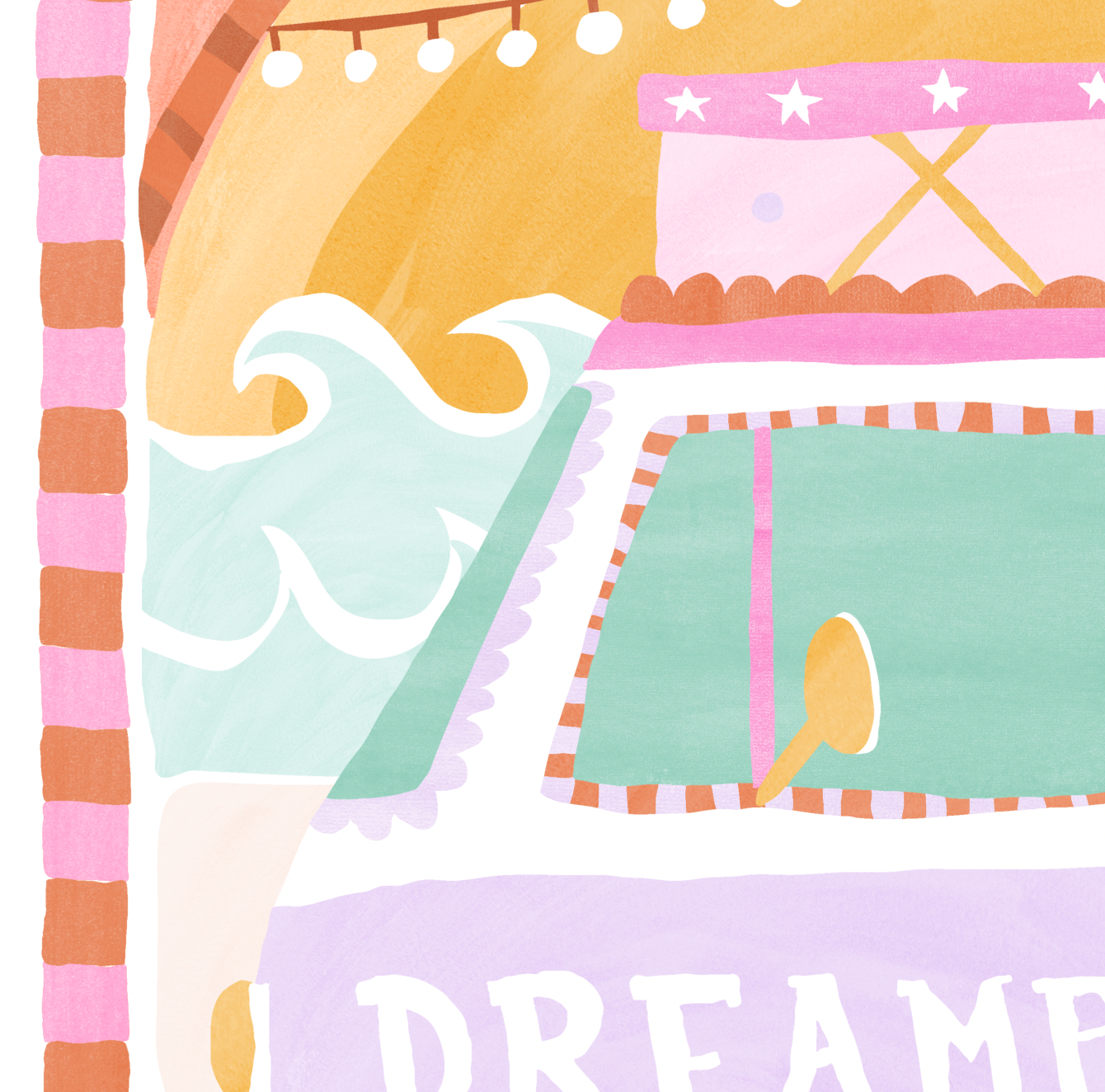 Pip+Phee Coastal Dreamer Surf Kombi Van Beach Art Print - Bright