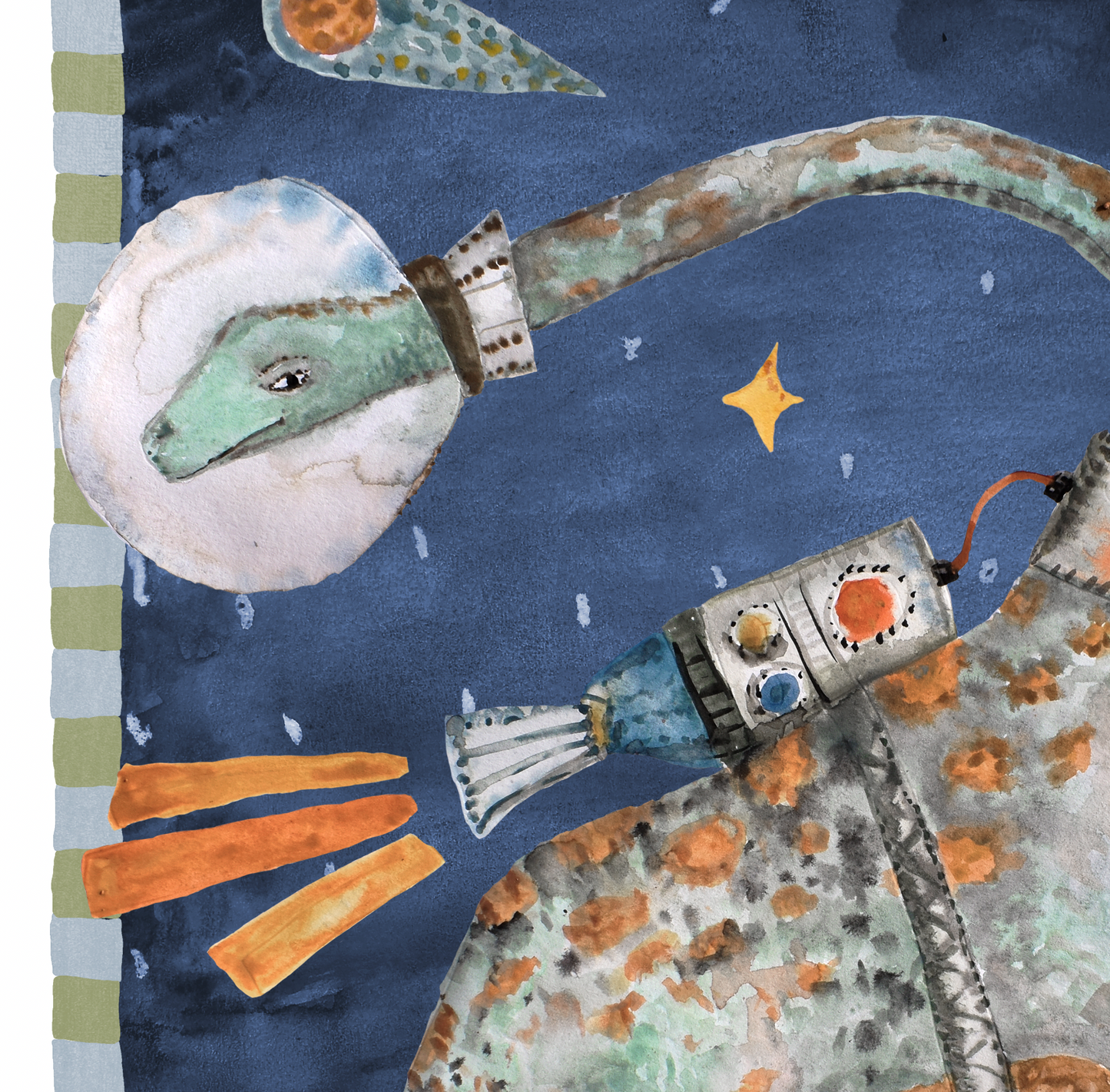 Pip+Phee Galactic Space Dinosaur Brontosaurus Print