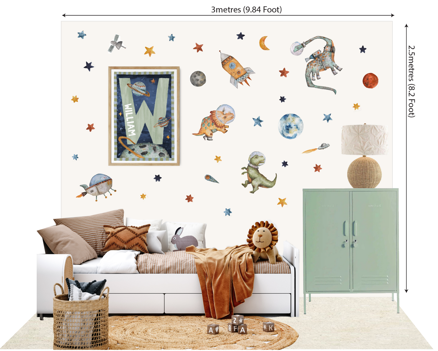 Pip+Phee Space Dinosaurs Fabric Wall Decal Collection