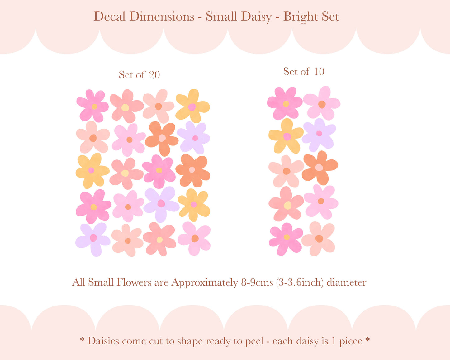 Pip+Phee Daisy Fabric Wall Decals - Small Size - Bright Colours