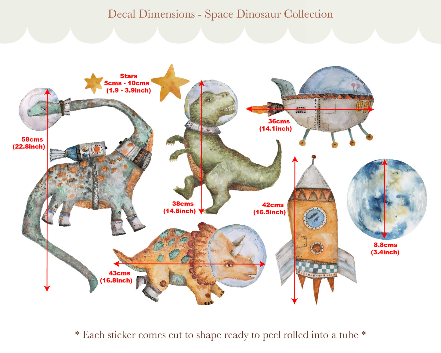 Pip+Phee Space Dinosaurs Fabric Wall Decal Collection