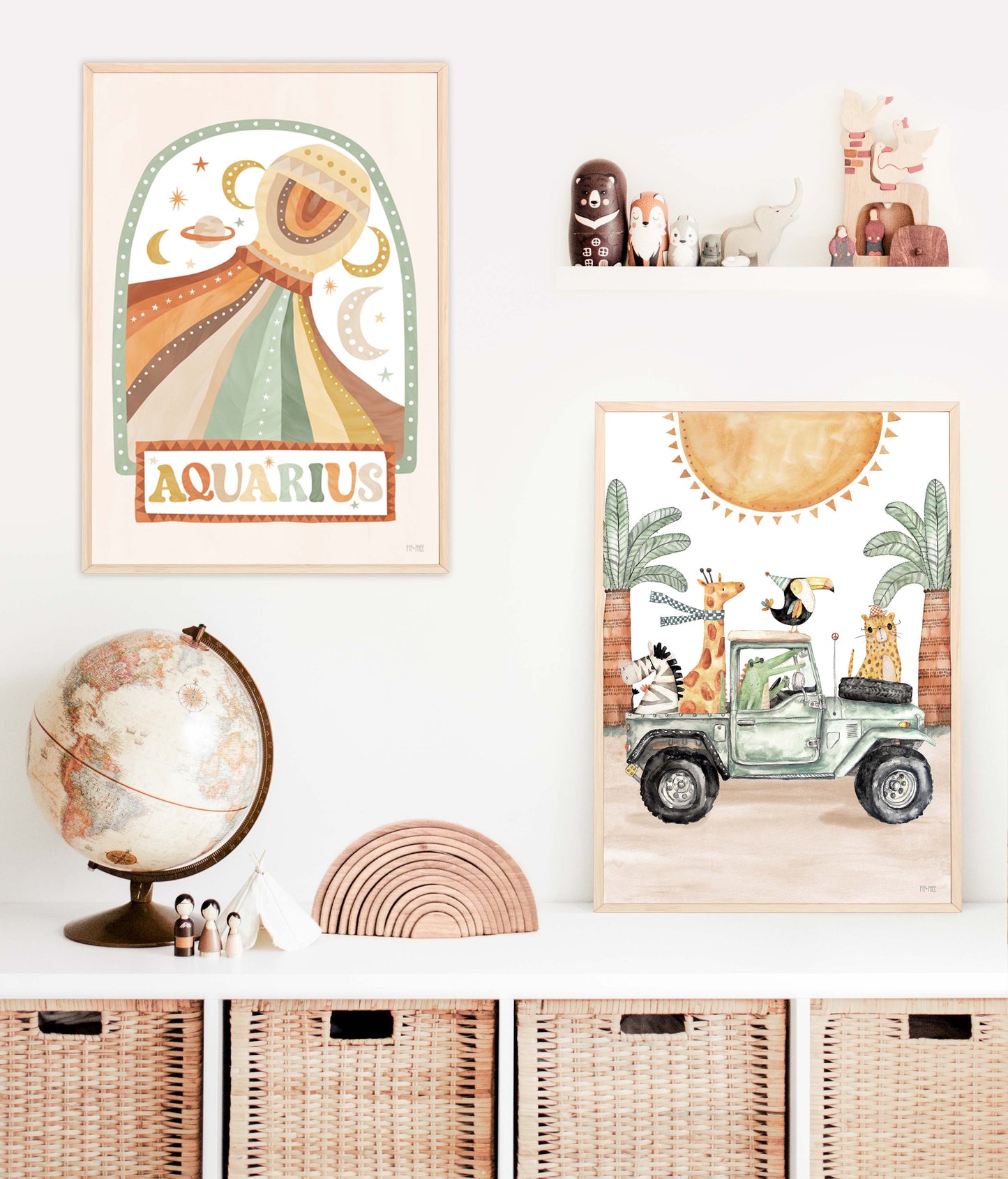Pip+Phee Horoscope Zodiac Art Print - Aquarius - Neutral