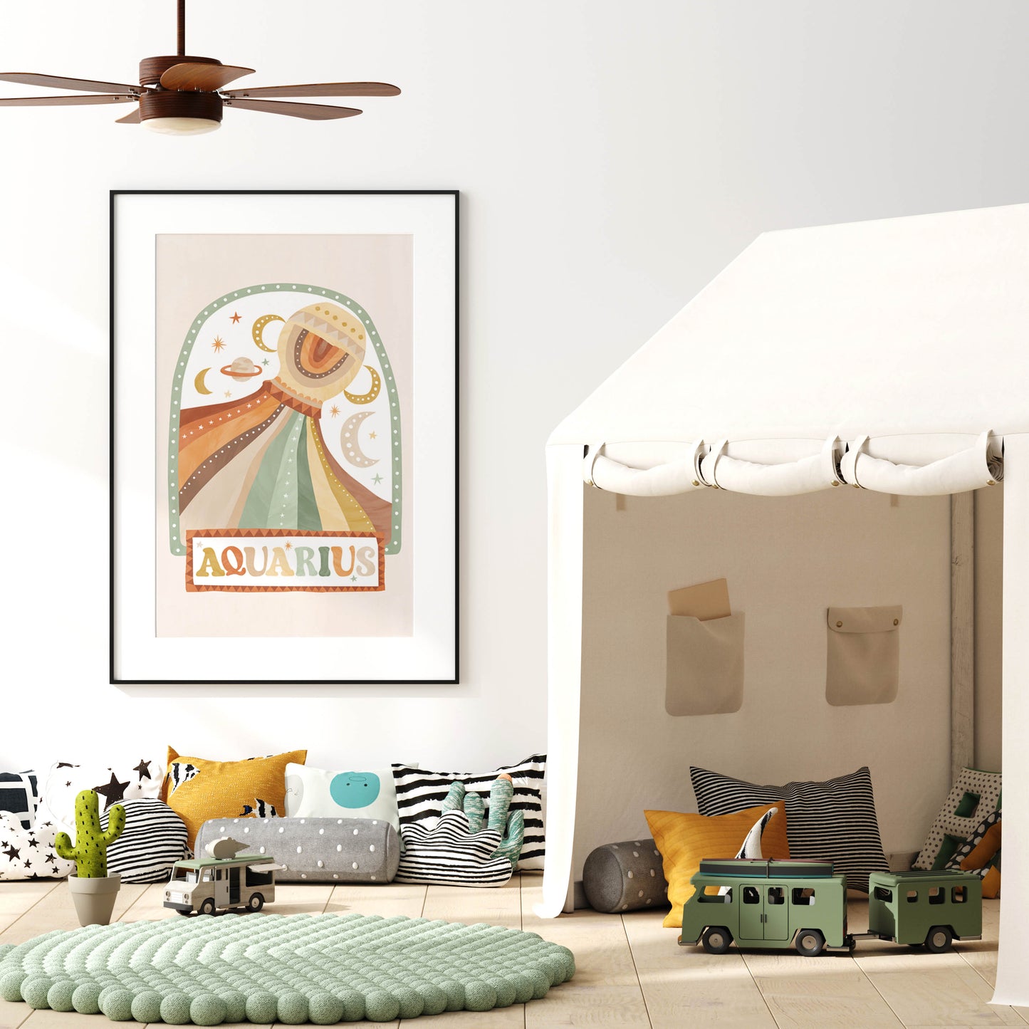 Pip+Phee Horoscope Zodiac Art Print - Aquarius - Neutral