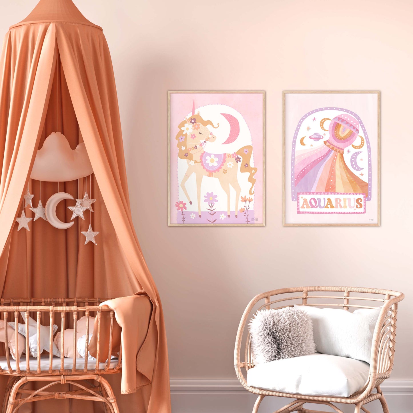 Pip+Phee Horoscope Zodiac Art Print - Aquarius - Pastel