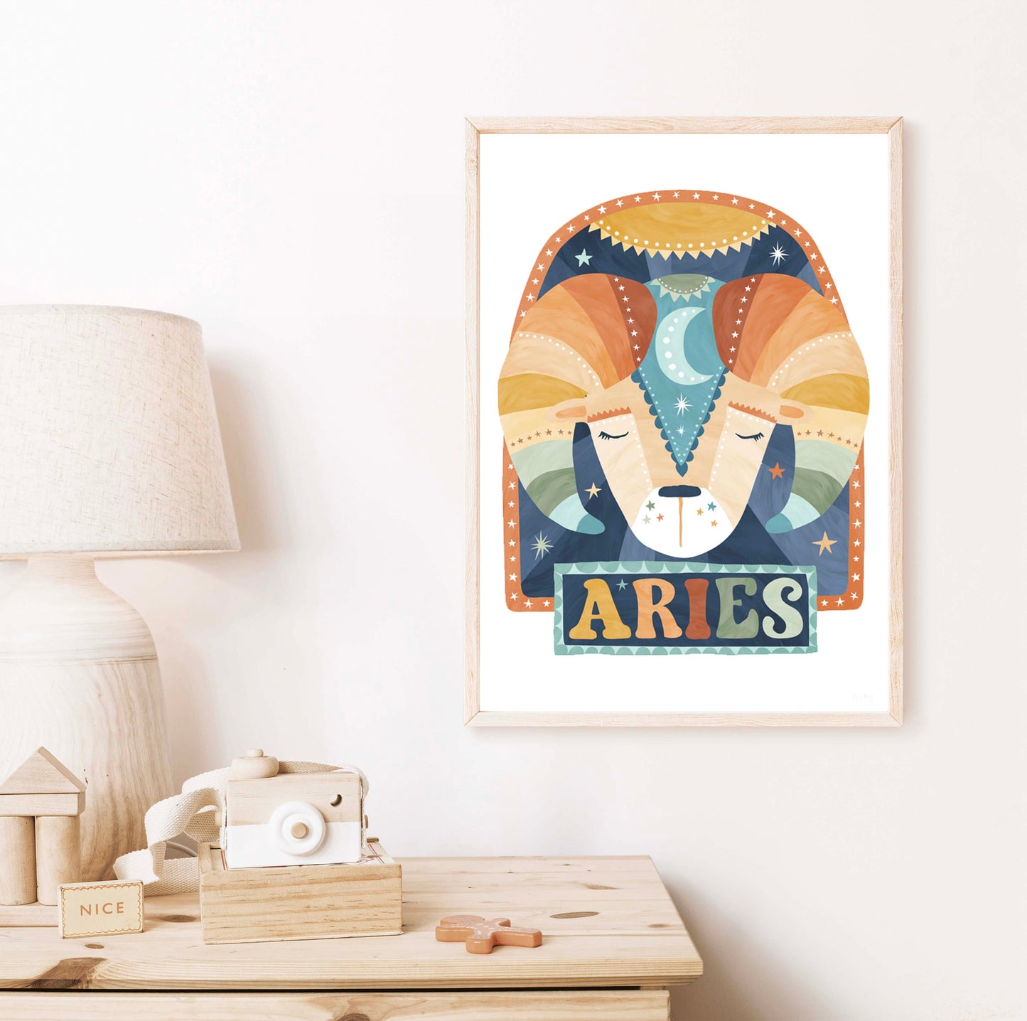 Pip+Phee Horoscope Zodiac Art Print - Aries - Blue/Rust
