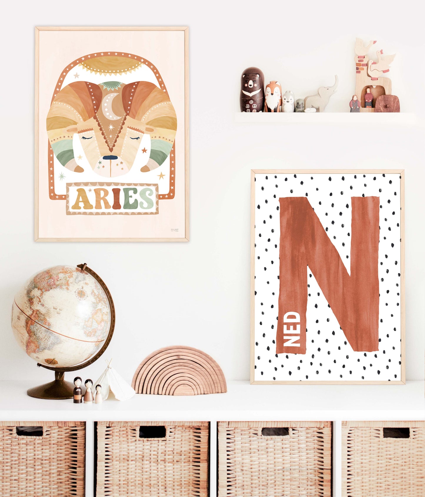 Pip+Phee Personalised Spot Name Art Print - Different colours to choose from