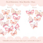 Pip+Phee Daisy Butterfly Fabric Wall Decals - Dusty Peach & Pink Colours