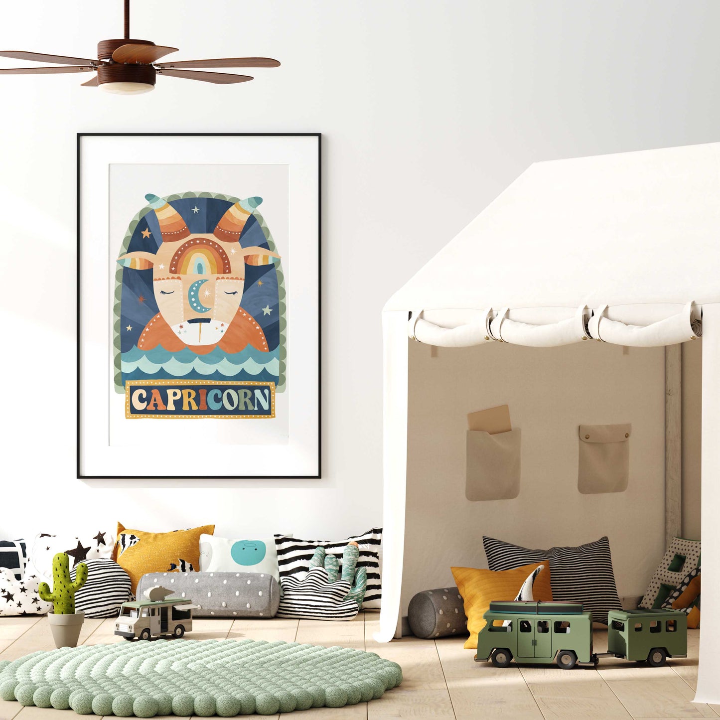 Pip+Phee Horoscope Zodiac Art Print - Capricorn - Blue/Rust