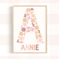Pip+Phee Personalised Daisy Name Art Print - Dusty