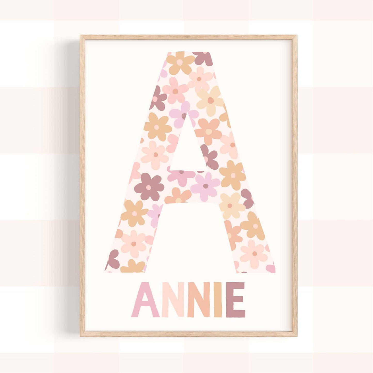Pip+Phee Personalised Daisy Name Art Print - Dusty
