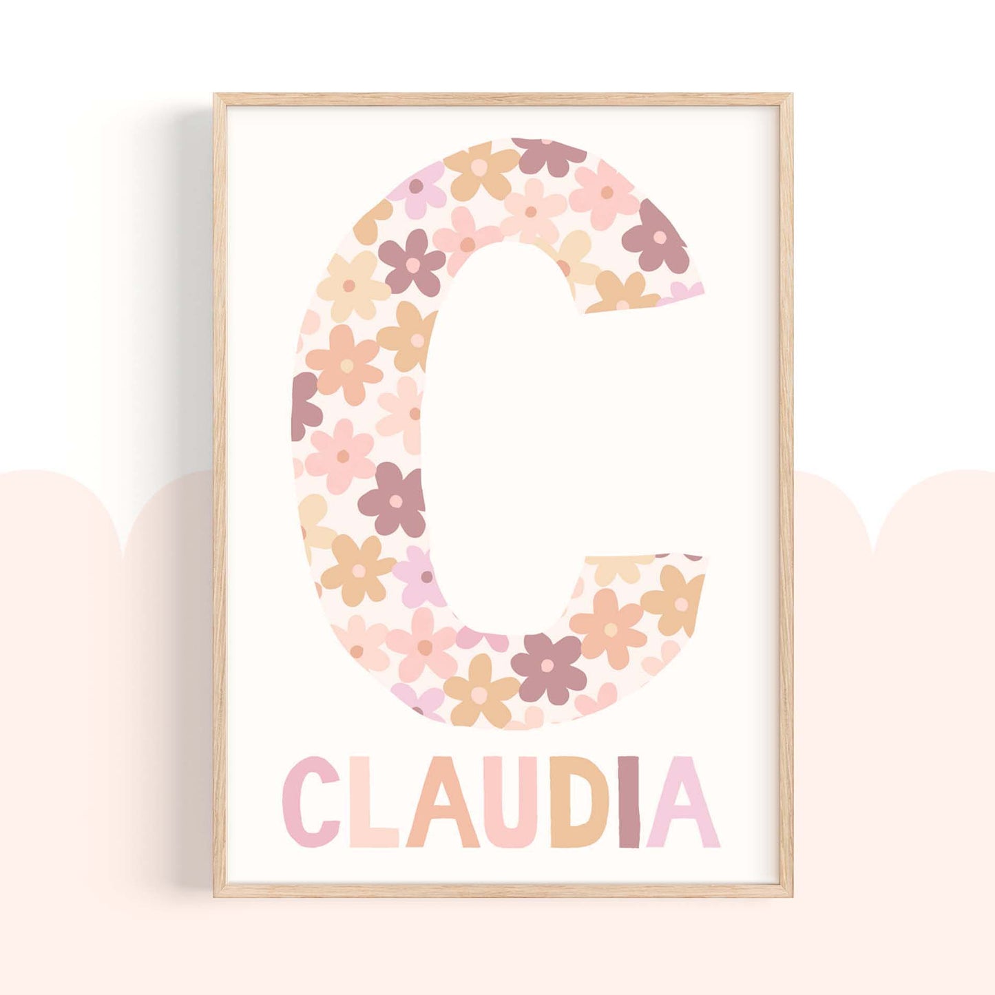 Pip+Phee Personalised Daisy Name Art Print - Dusty