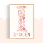 Pip+Phee Personalised Daisy Name Art Print - Dusty