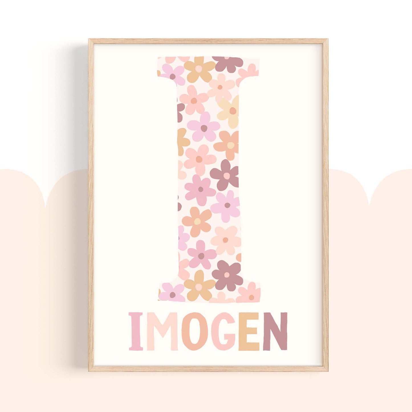 Pip+Phee Personalised Daisy Name Art Print - Dusty