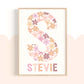 Pip+Phee Personalised Daisy Name Art Print - Dusty