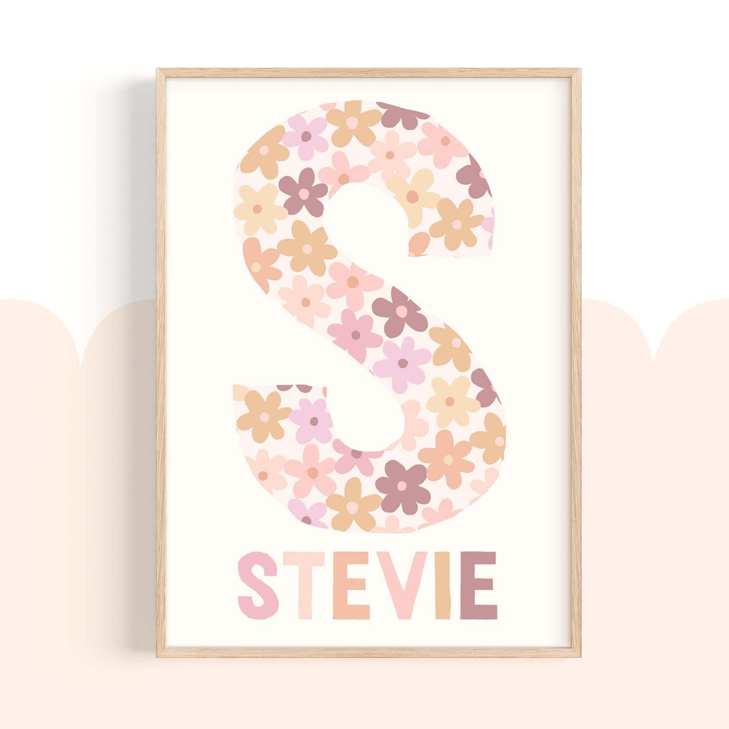 Pip+Phee Personalised Daisy Name Art Print - Dusty