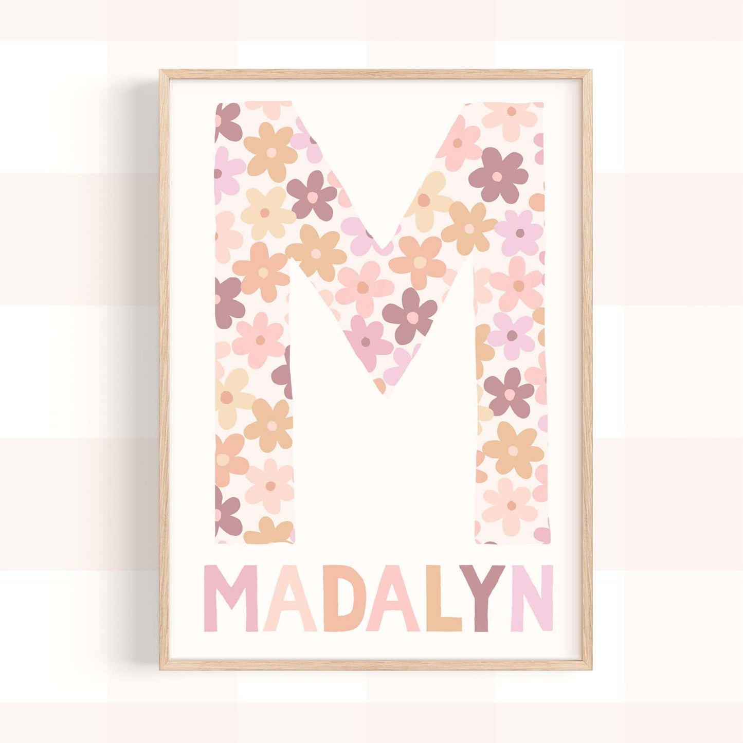 Pip+Phee Personalised Daisy Name Art Print - Dusty