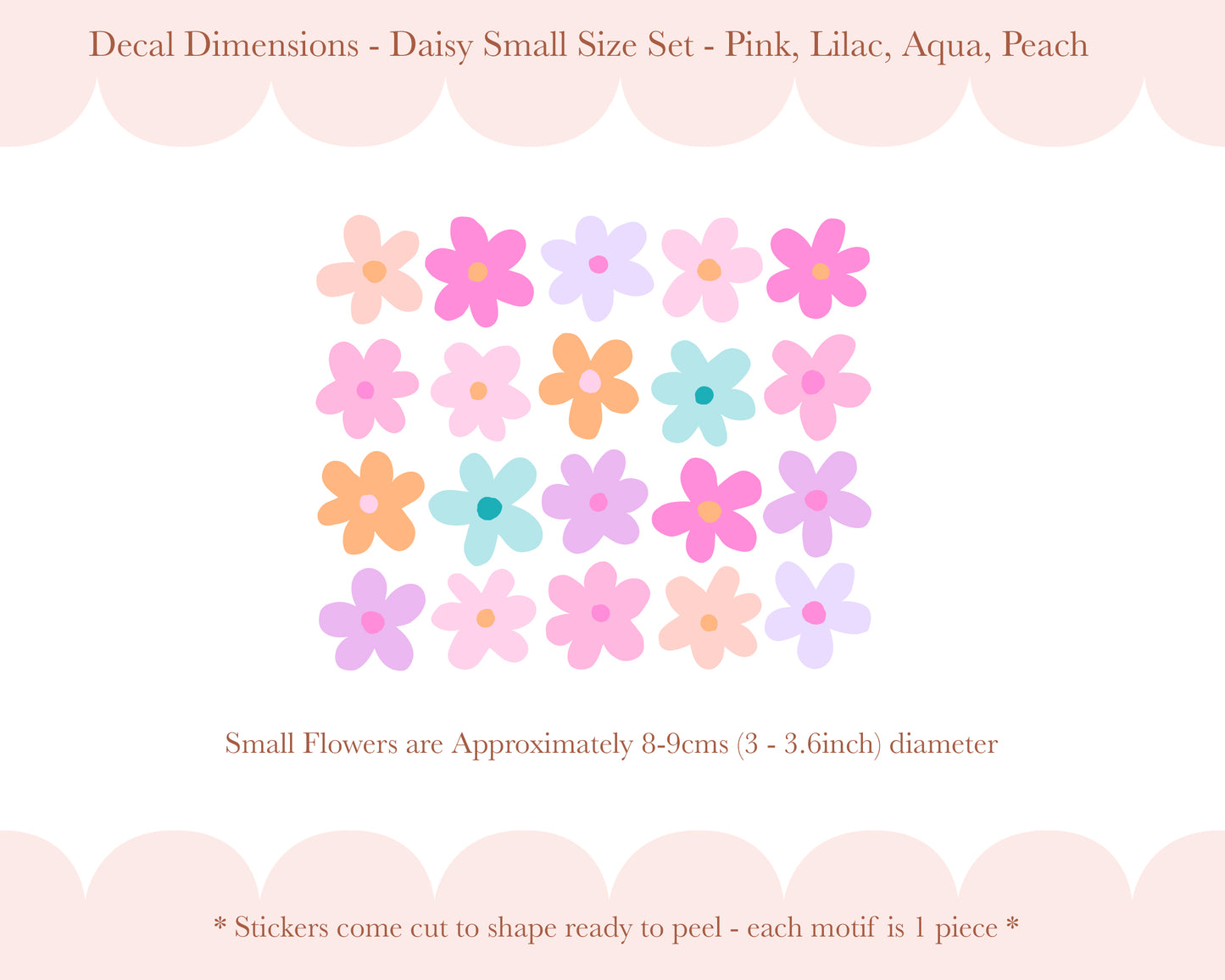 Pip+Phee Daisy Fabric Wall Decals - Small Size - Pink, Lilac, Aqua & Peach Colours