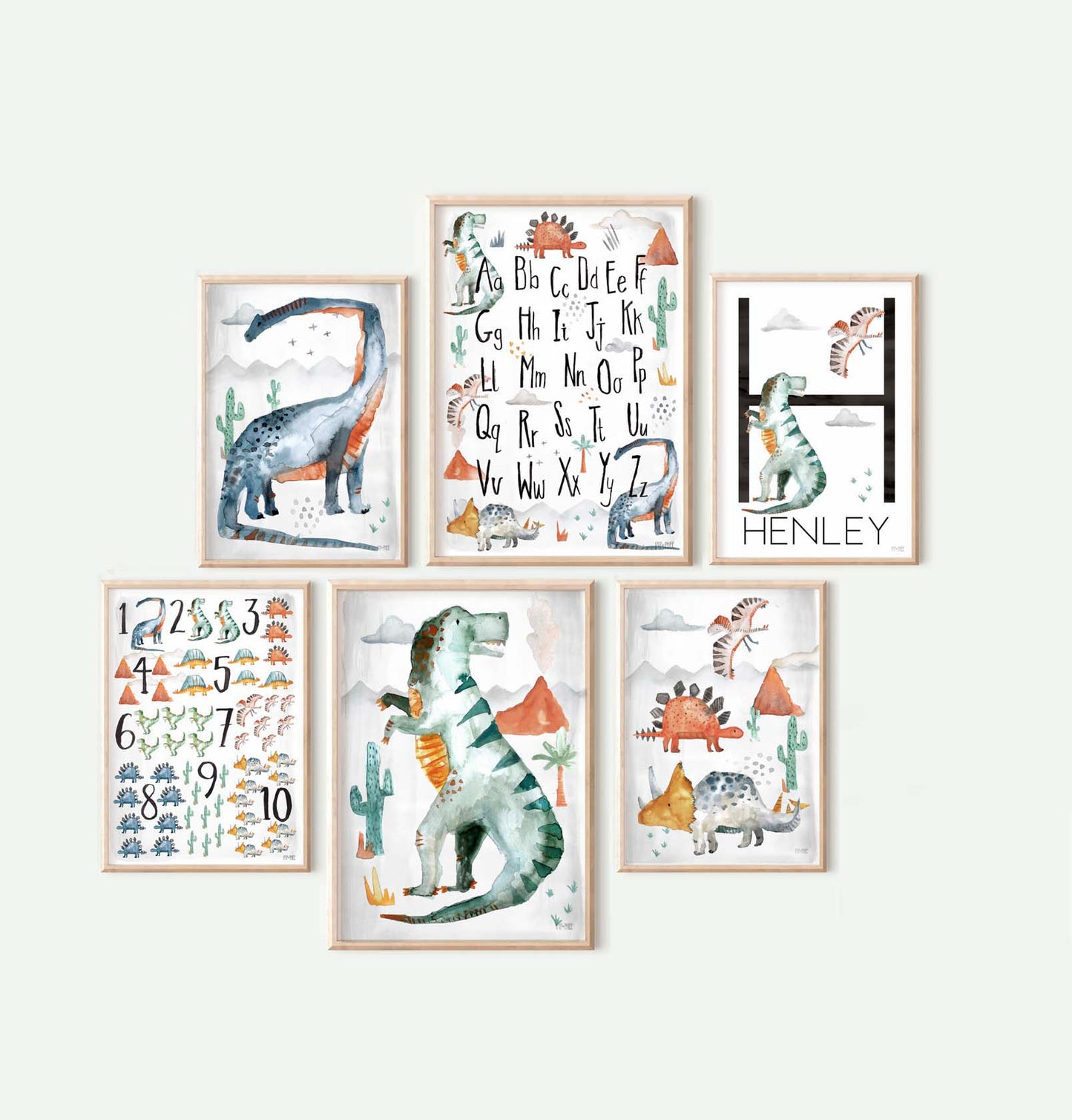 Pip+Phee Dinosaur Mixed Watercolour Art Print