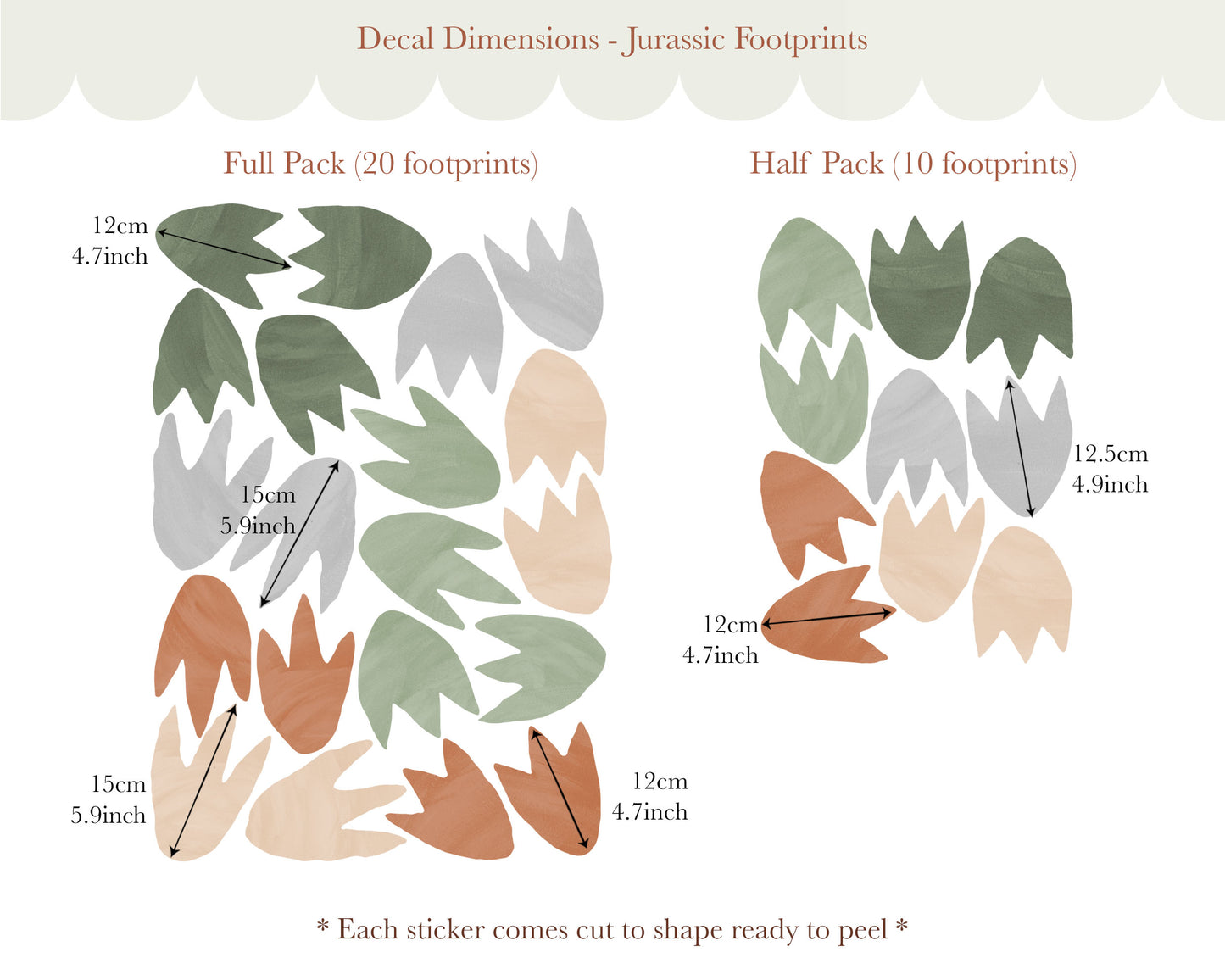 Pip+Phee Jurassic Dinosaur Footprint Fabric Wall Decals - Reusable