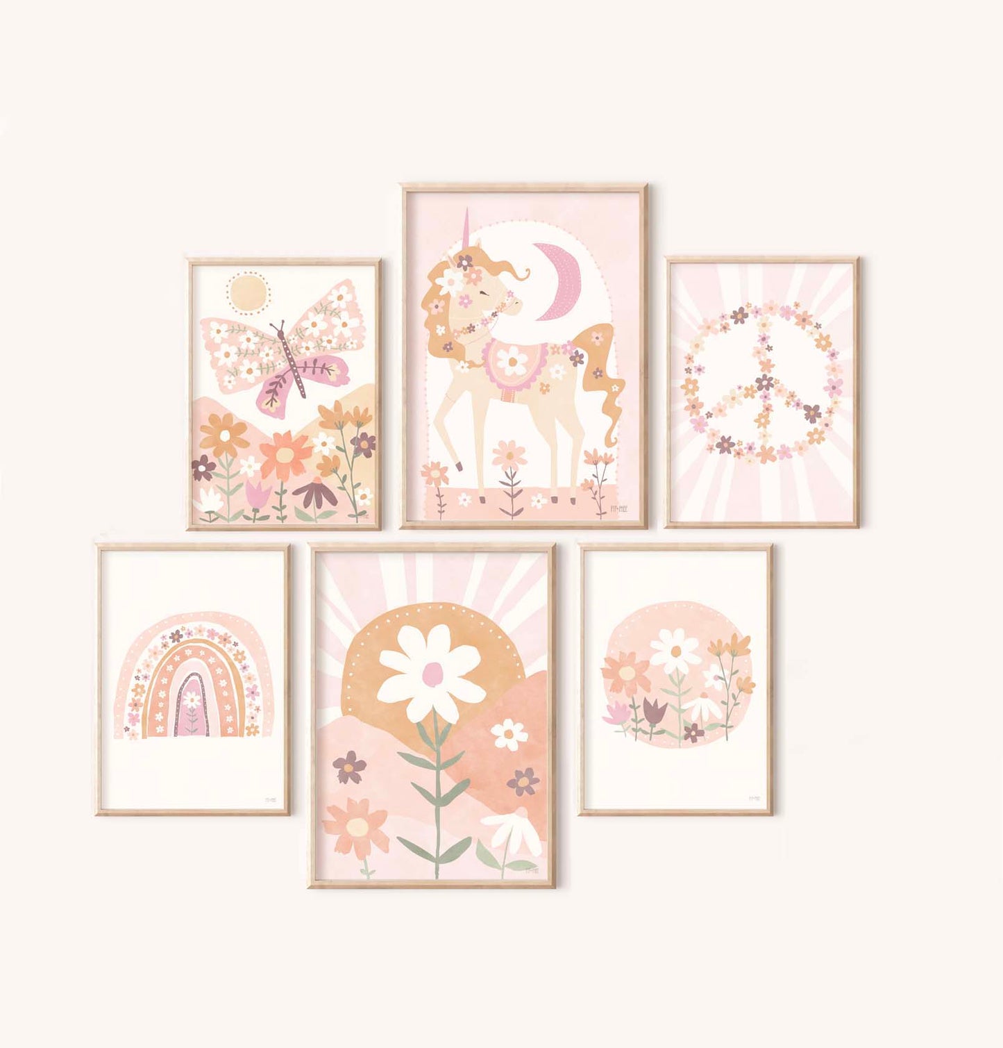 Pip+Phee Daisy Unicorn Art Print - Dusty