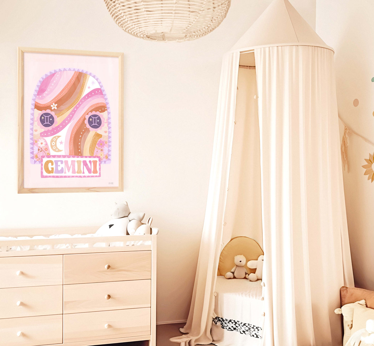 Pip+Phee Horoscope Zodiac Art Print - Gemini - Pastel