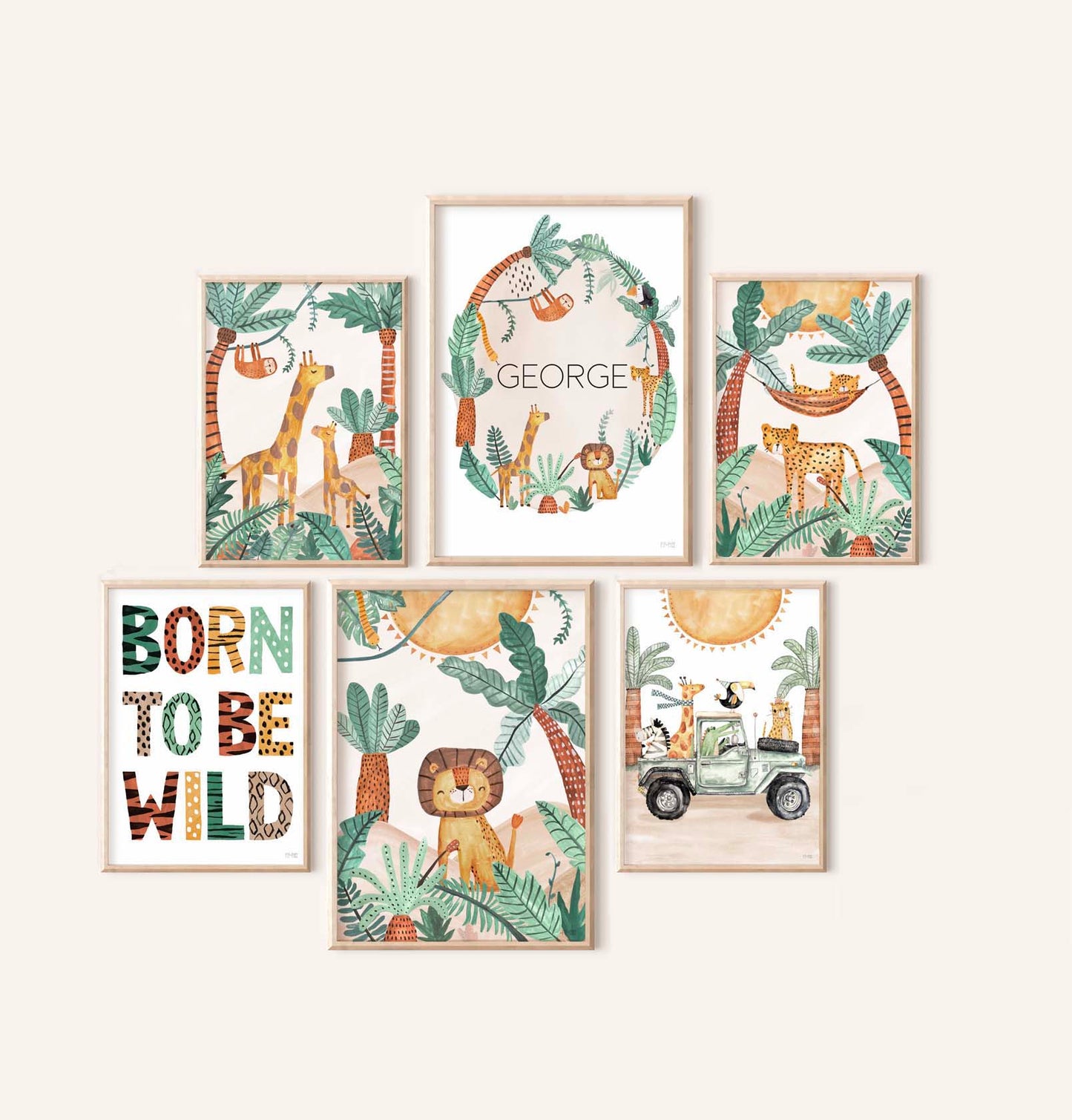 Pip+Phee Jungle Horizon Personalised Name Art Print