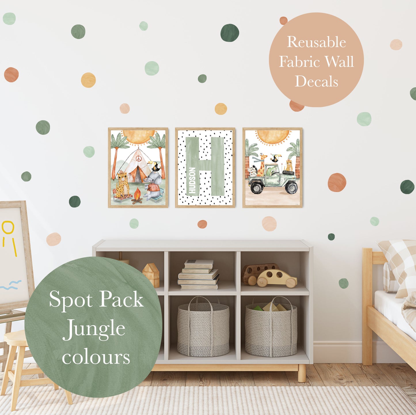Pip+Phee Spot Fabric Wall Decals - Reusable - Jungle Colours