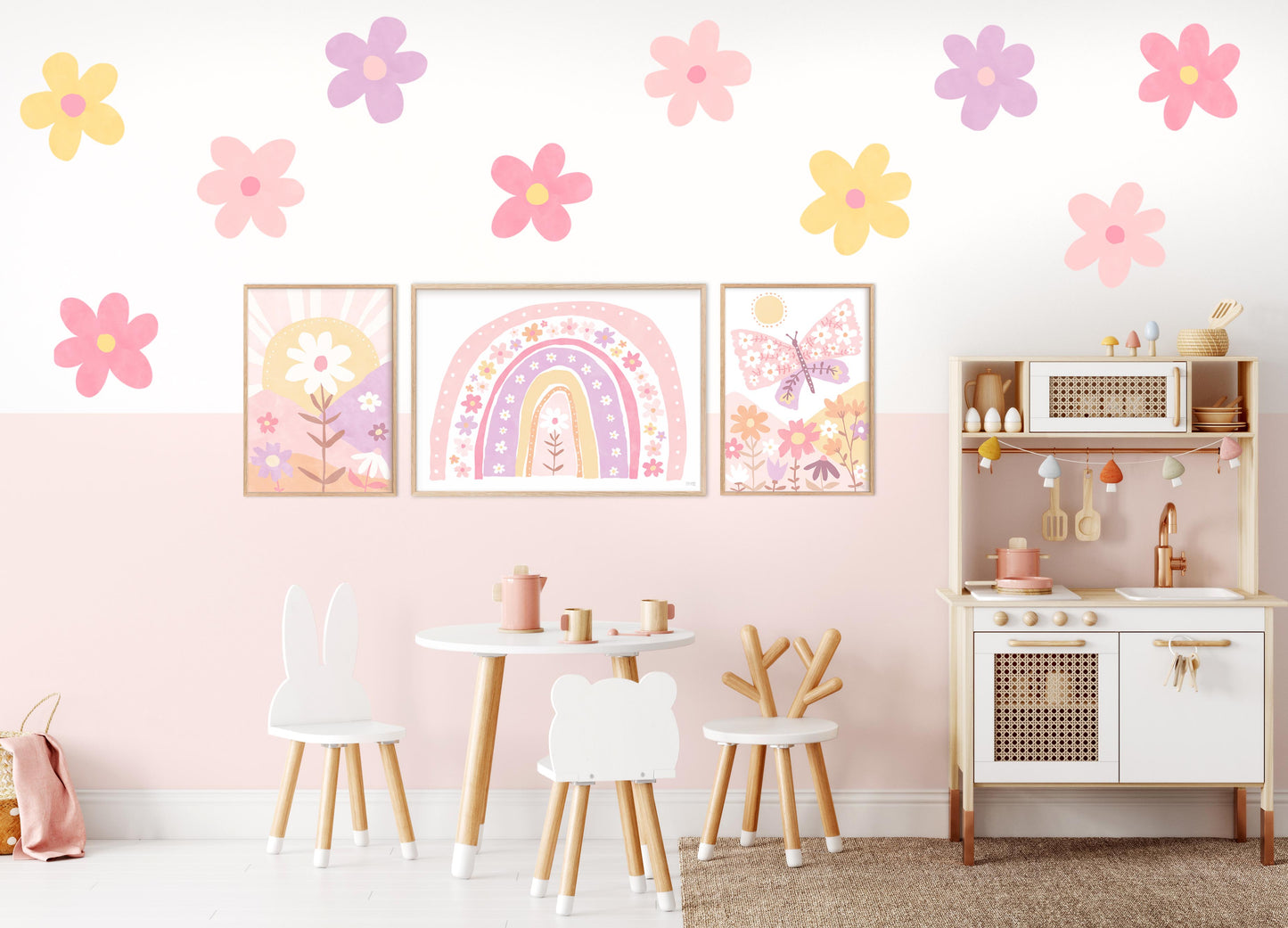Pip+Phee Daisy Fabric Wall Decals - Large Size - Pastel Colours