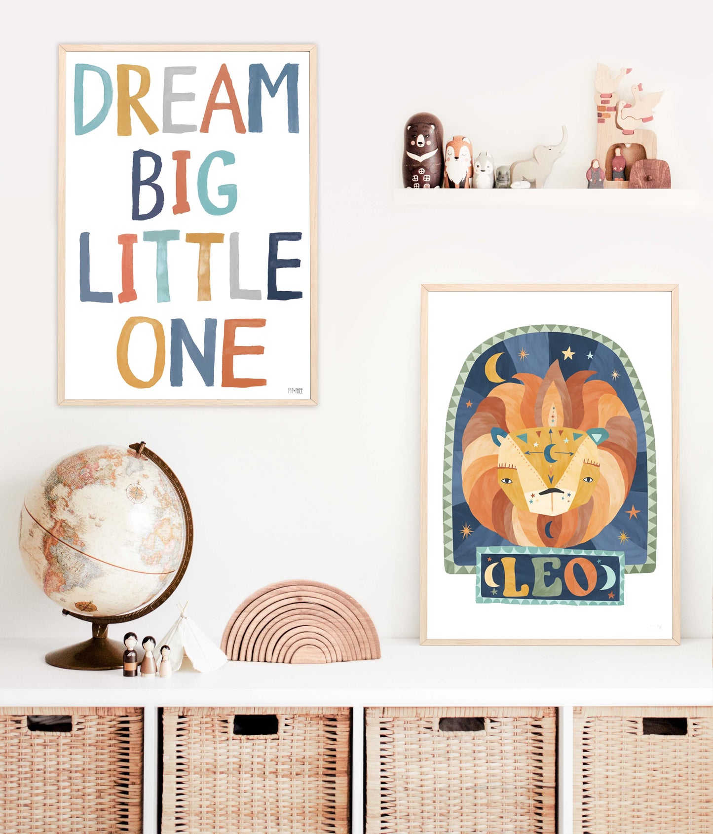 Pip+Phee Horoscope Zodiac Art Print - Leo - Blue/Rust