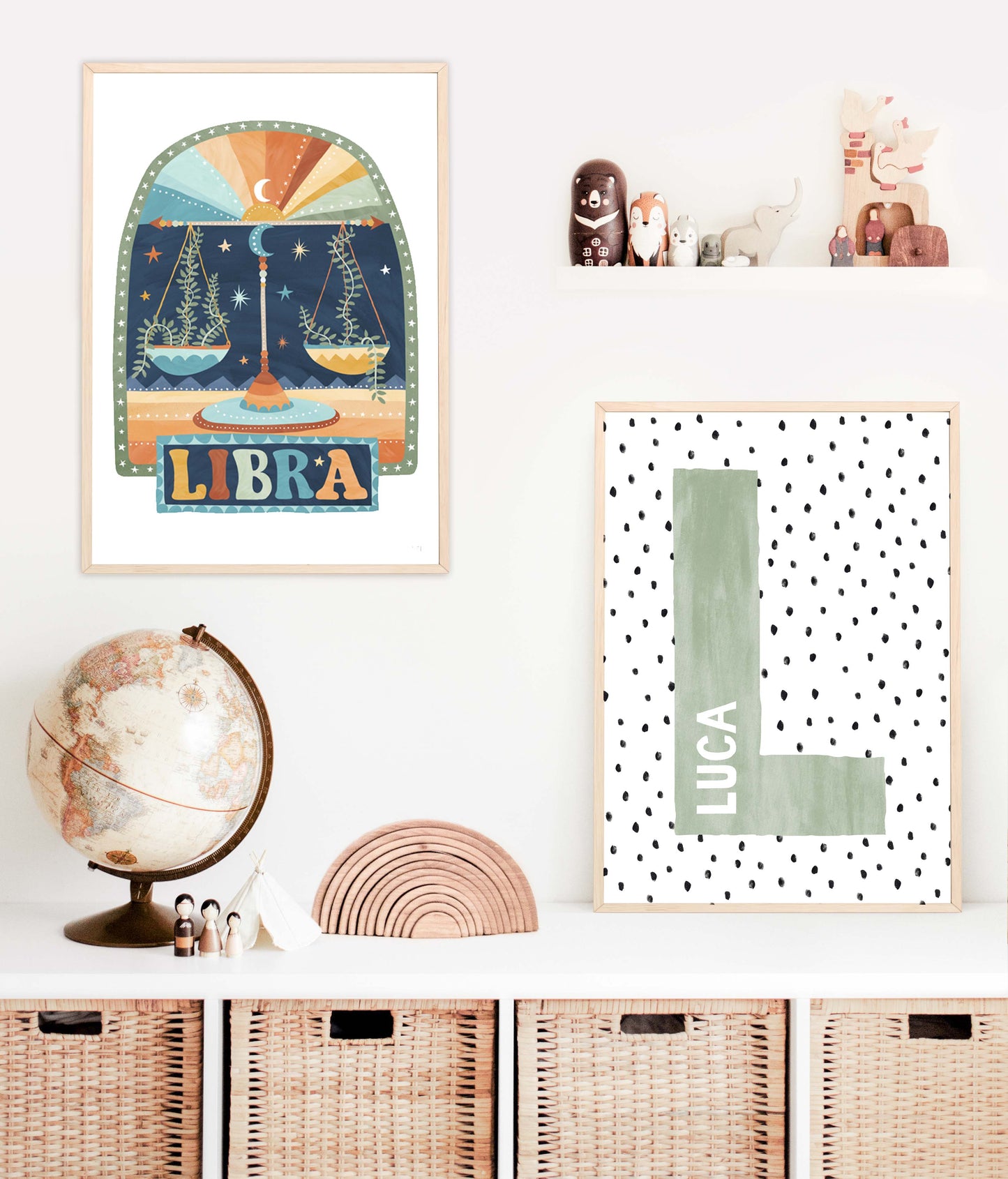 Pip+Phee Horoscope Zodiac Art Print - Libra - Blue/Rust